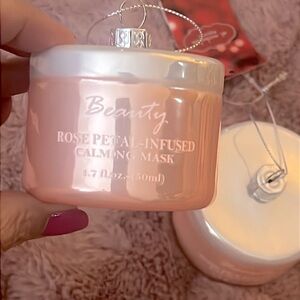 Glass Beauty ’Rose Petal Infused Calming Mask’ whimsical Ornaments -Set NWT